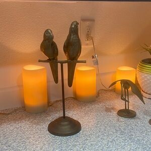 Elegant Bronze Parrot Sculpture